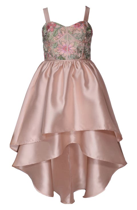Kids' Embroidered Floral High-Low Party Dress (Big Kid)