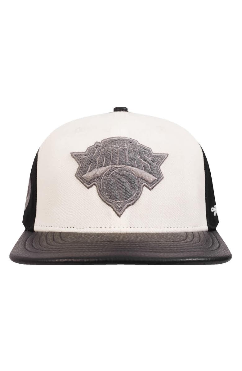 PRO STANDARD Men's Pro Standard  Cream/Black New York Knicks French Terry Snapback Hat, Alternate, color, Cream