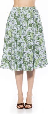 Alexia Admor Isla Flared Cotton Blend Midi Skirt