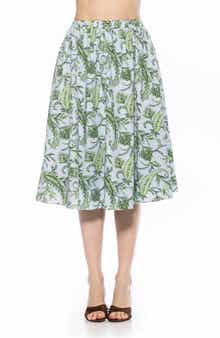 Isla Flared Cotton Blend Midi Skirt