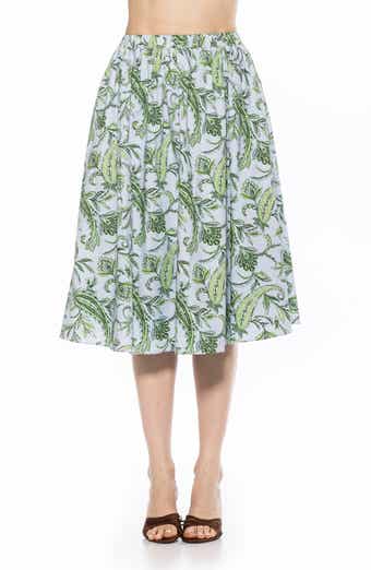 Isla Flared Cotton Blend Midi Skirt