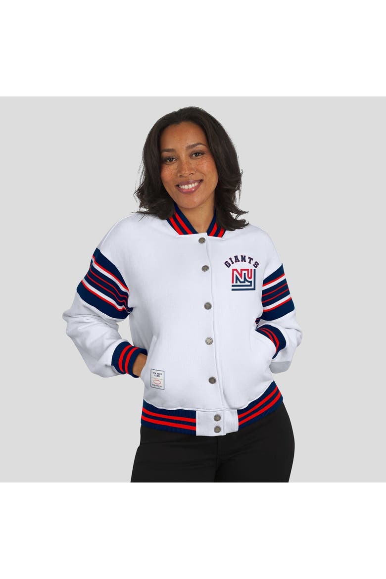 Women's WEAR by Erin Andrews White New York Giants Full-Snap Fleece Sweatshirt Jacket, Alternate, color, White