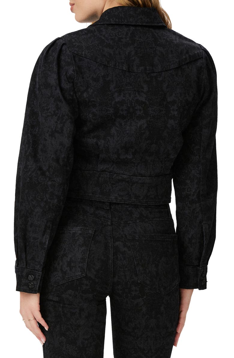 PAIGE Evelyn Laser Floral Jacket, Alternate, color, Black Laser Floral