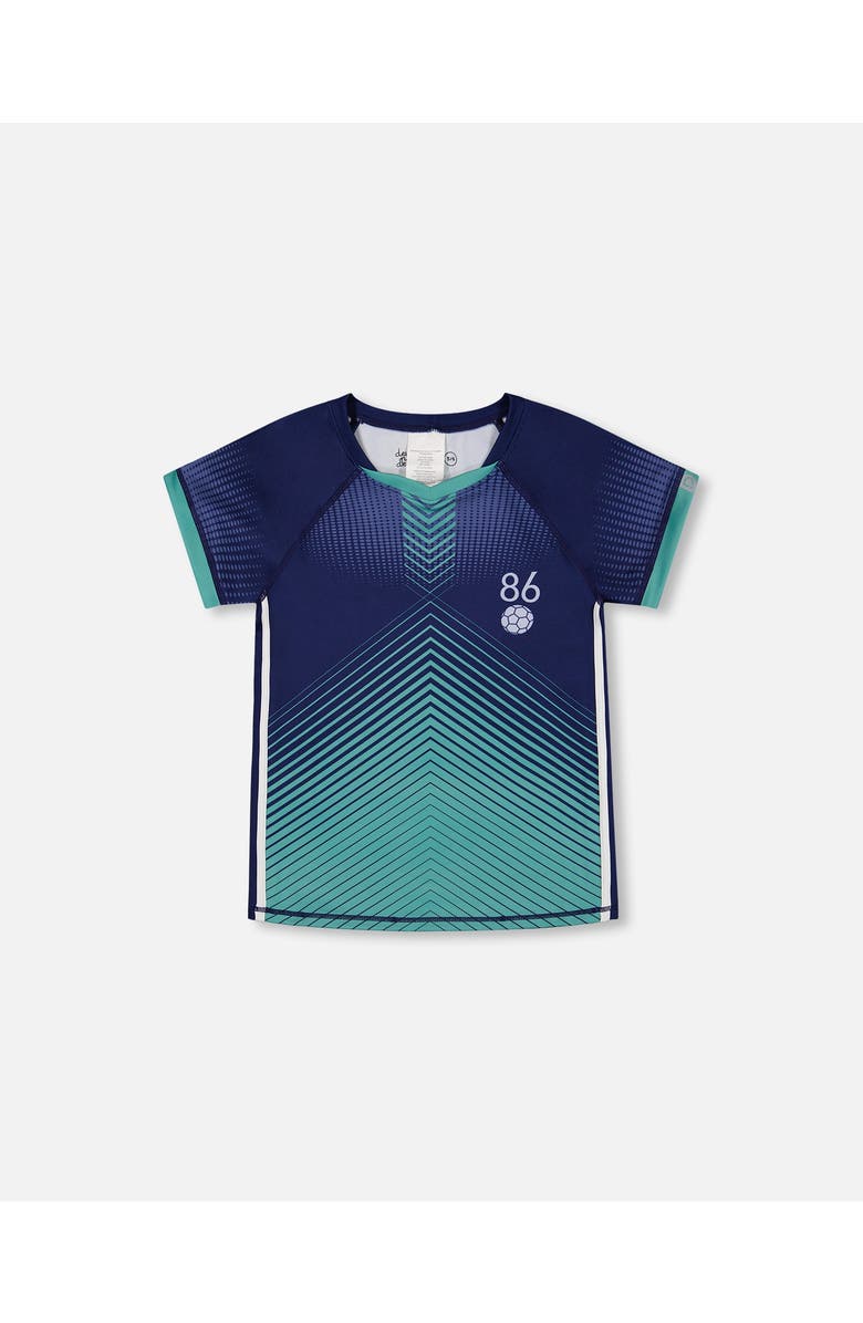 Deux par Deux Little Boy's Short Sleeve Athletic Top Blue, Main, color,