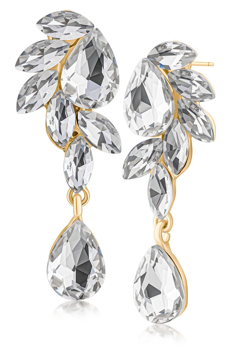 Cascading Crystal Drop Earrings, Main, color, CLEAR GOLD