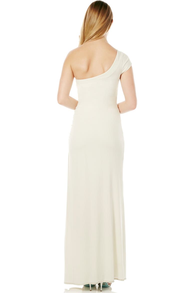 Beaded One-Shoulder Jersey Gown, Alternate, color, WARM WHITE