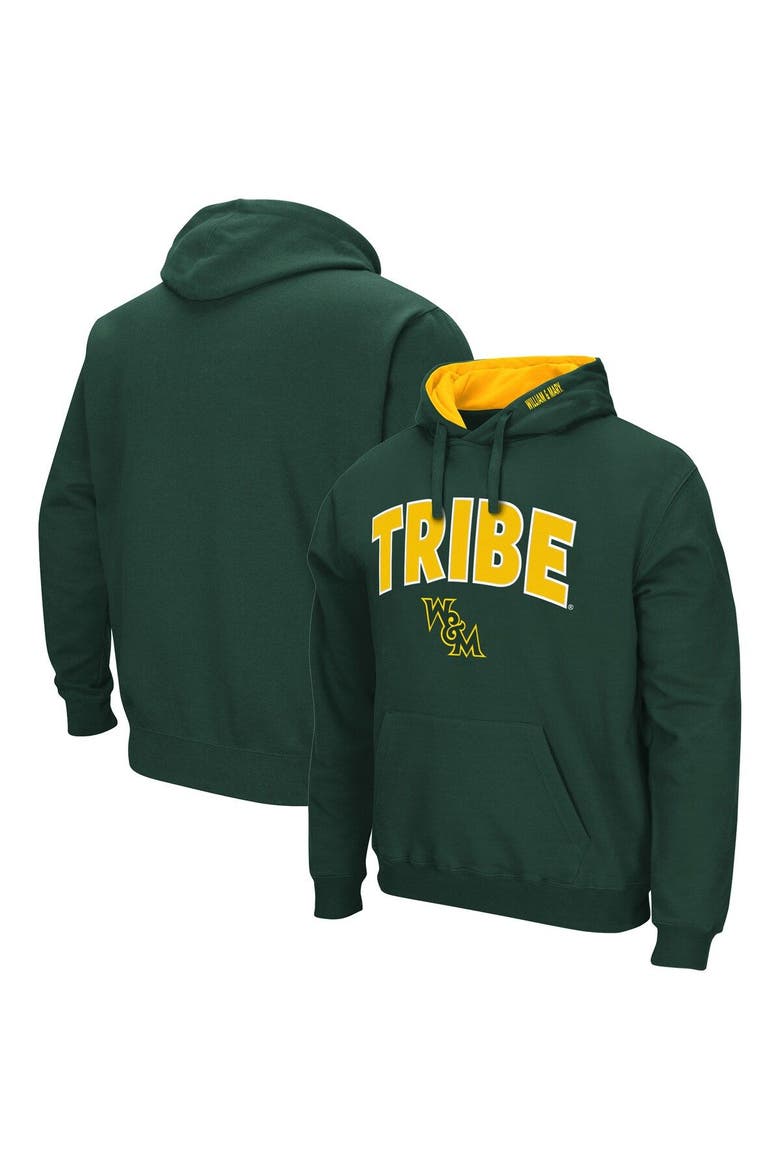 Men's Colosseum Green William & Mary Tribe Arch and Logo Pullover Hoodie, Main, color, Green