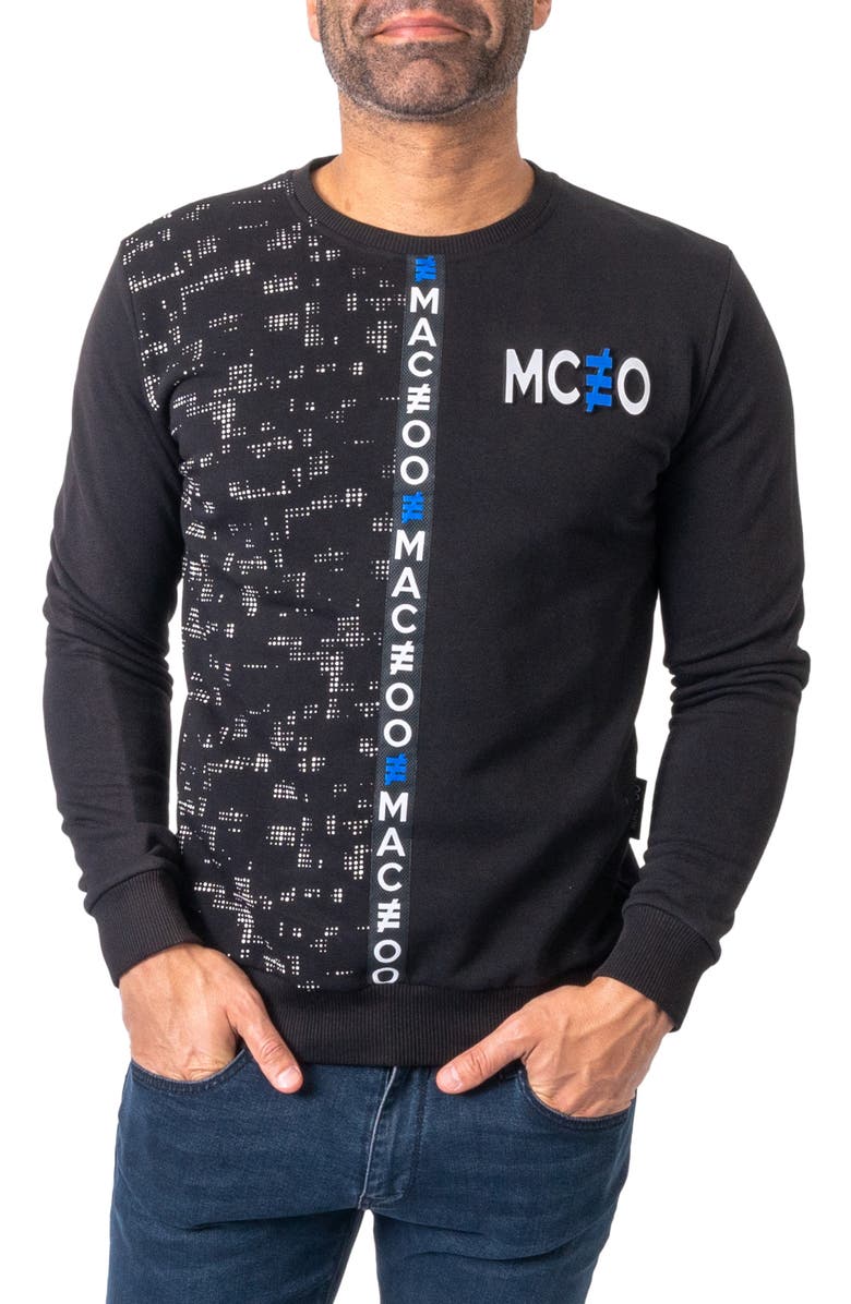 Maceoo Future Black Stretch Cotton Graphic Sweater, Main, color, Black