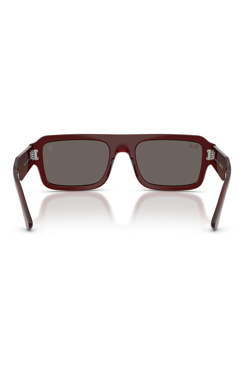 x Scuderia Ferrari Flacko 56mm Rectangular Sunglasses, Alternate, color, RED TRASPARENT / DARK GREY
