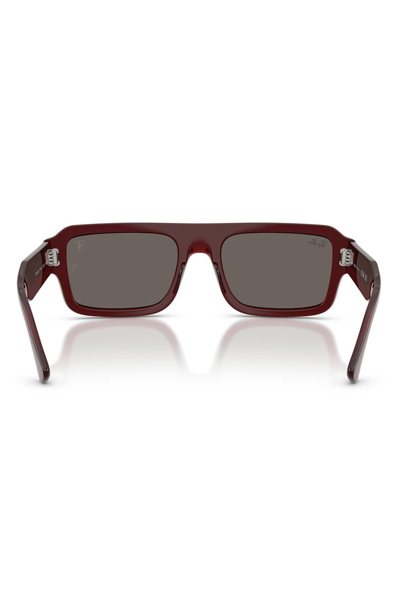 Ray-Ban x Scuderia Ferrari Flacko 56mm Rectangular Sunglasses, Alternate, color, Red Trasparent / Dark Grey