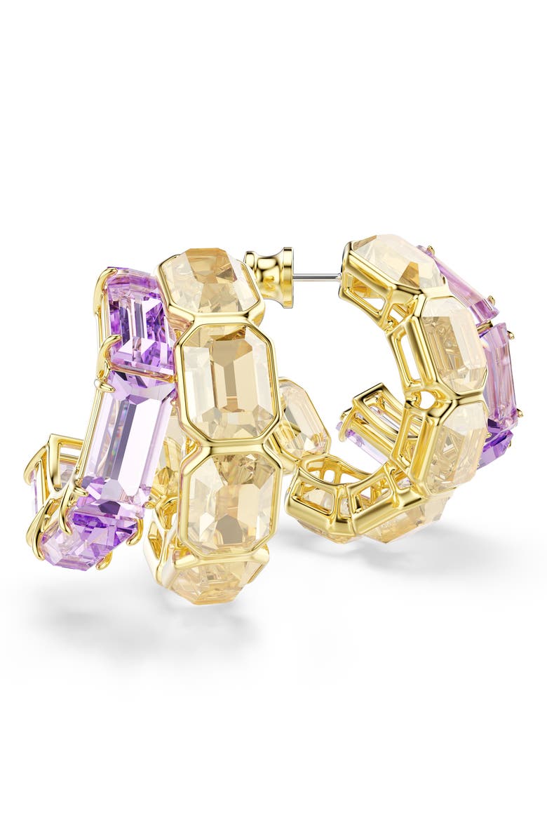 Swarovski Millenia Asymmetric Double Hoop Earrings, Alternate, color, Gold