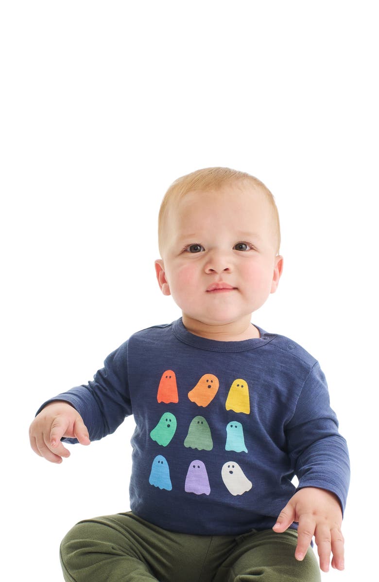 Primary Baby Long Sleeve Rainbow Ghost Tee, Alternate, color, 