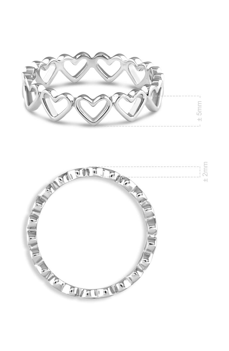 DEVATA Open Heart Eternity Ring in Rhodium Plated Sterling Silver, Alternate, color, Silver