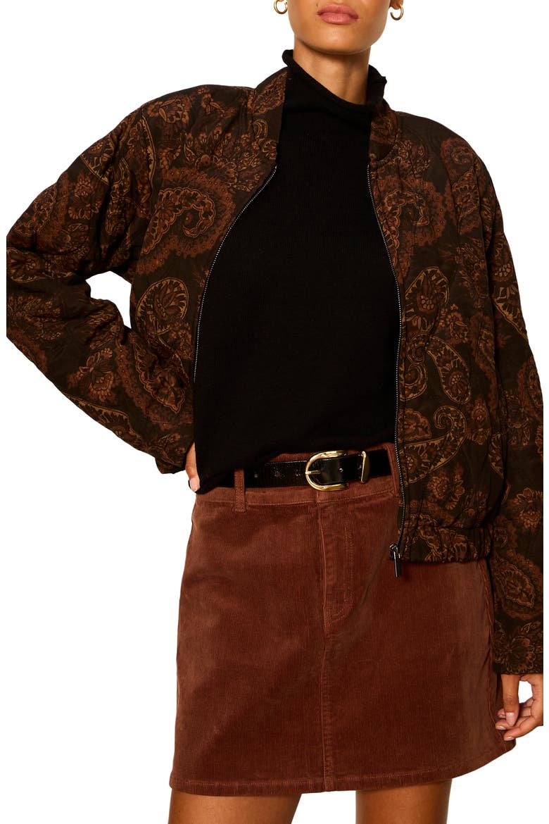Empress Paisley Quilted Bomber Jacket, Alternate, color, COCOA BROWN PAISLEY