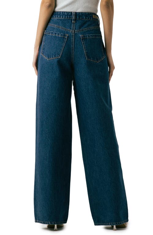 Blanknyc Franklin Studded High Waist Wide Leg Jeans In Blue
