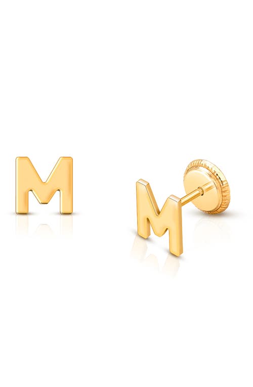 Tiny Blessings 14k Gold Initial Studs Screw Back Earrings In Gold