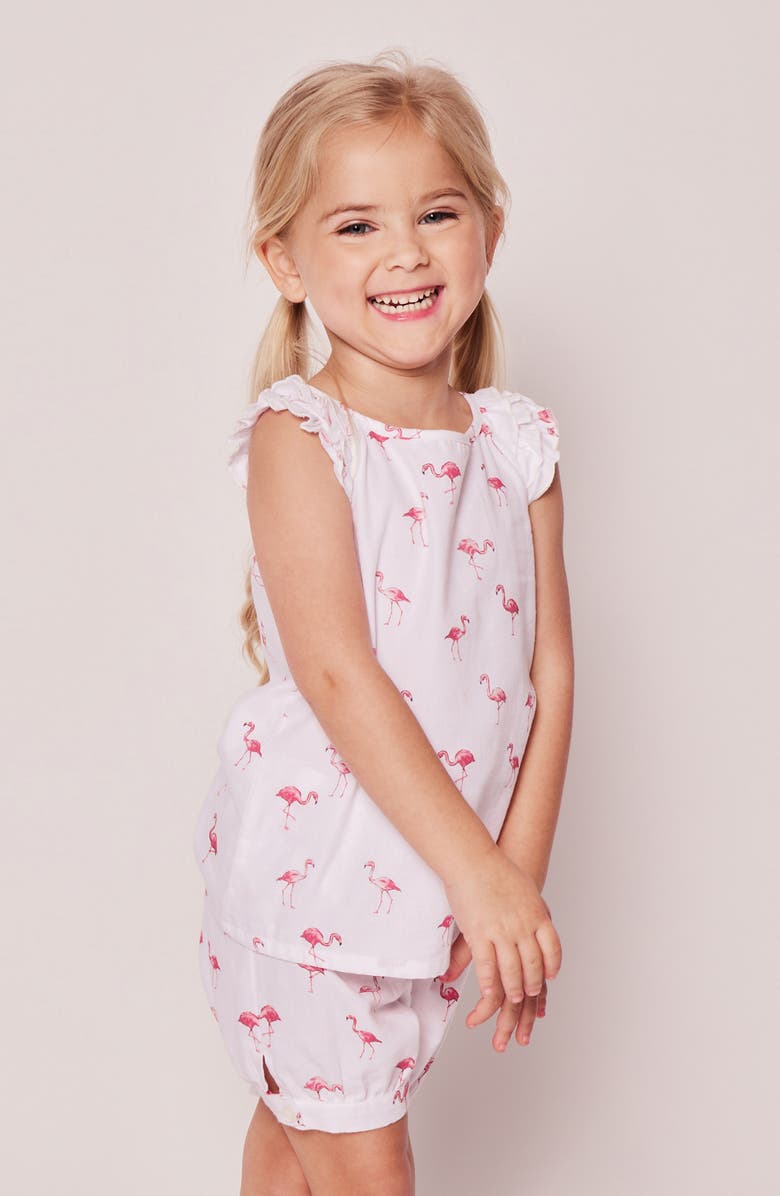 Petite Plume Kids' Amelie Flamingo Print Two-Piece Short Pajamas, Alternate, color, 