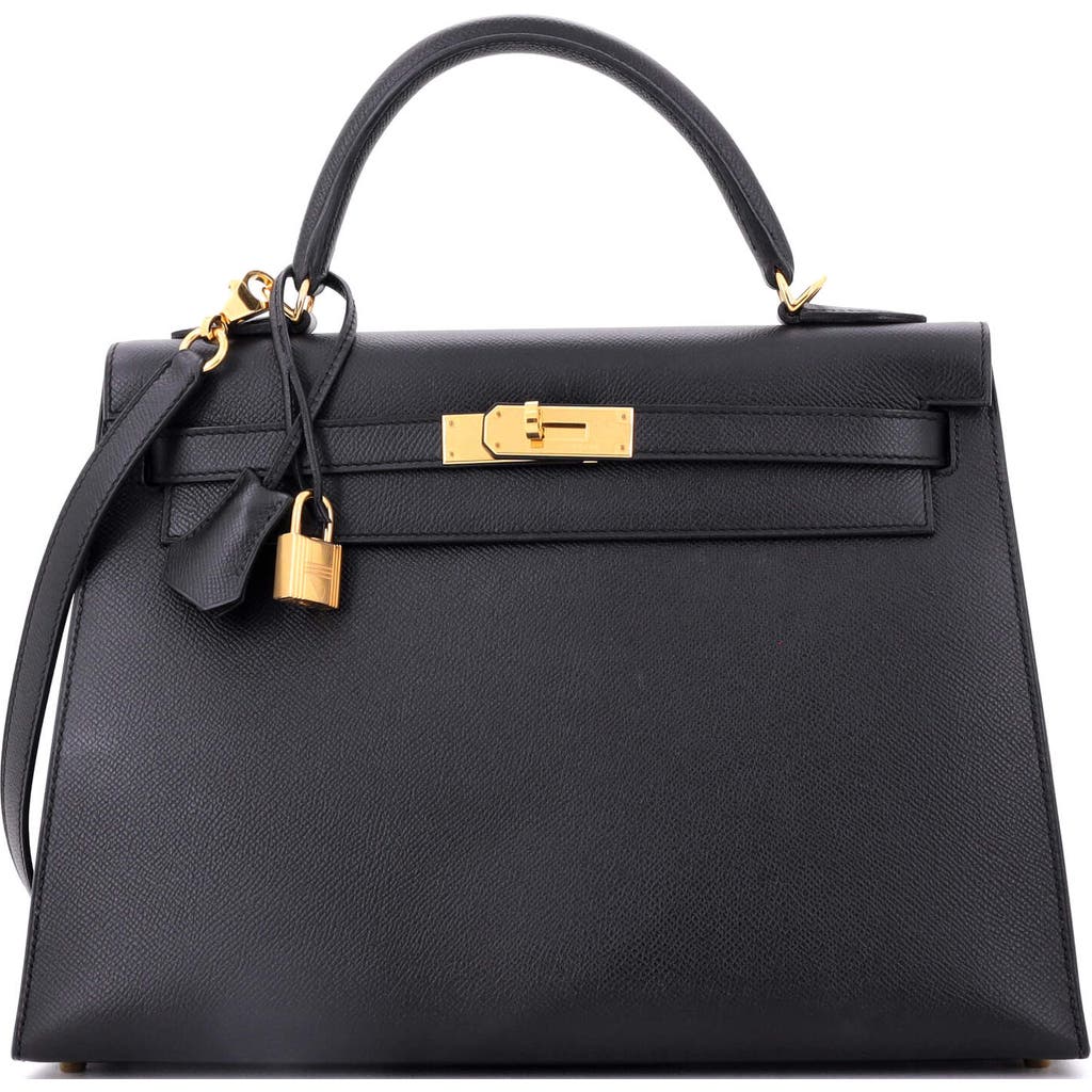 Pre-owned Hermes  Hermes Kelly Handbag Black Epsom With Gold Hardware 32