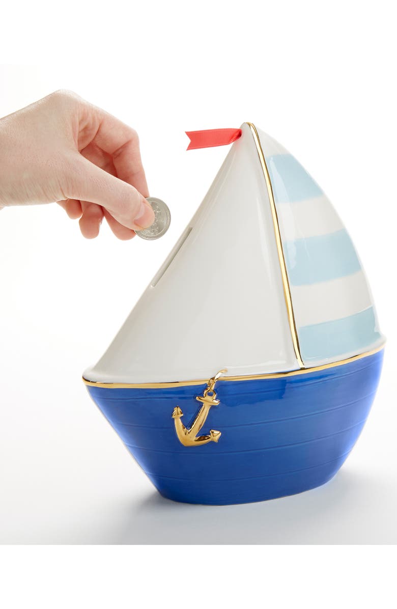 Baby Aspen Sailboat Ceramic Bank, Alternate, color, White/ Navy/ Light Blue