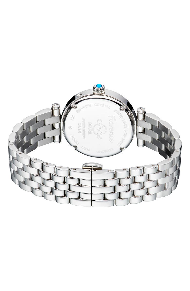 GV2 Florence Diamond Bracelet Watch, 36mm, Alternate, color, Silver