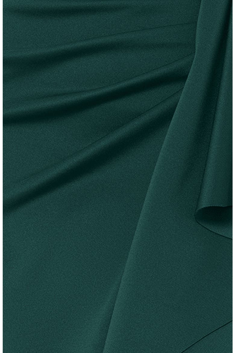 Side Ruffle Off the Shoulder Scuba Knit Gown, Alternate, color, HUNTER