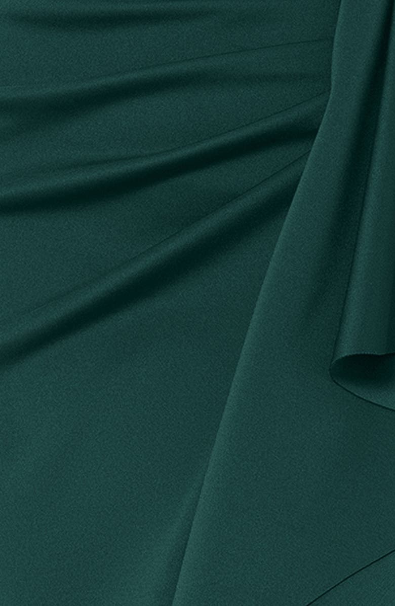 Xscape Evenings Side Ruffle Off the Shoulder Scuba Knit Gown, Alternate, color, Hunter