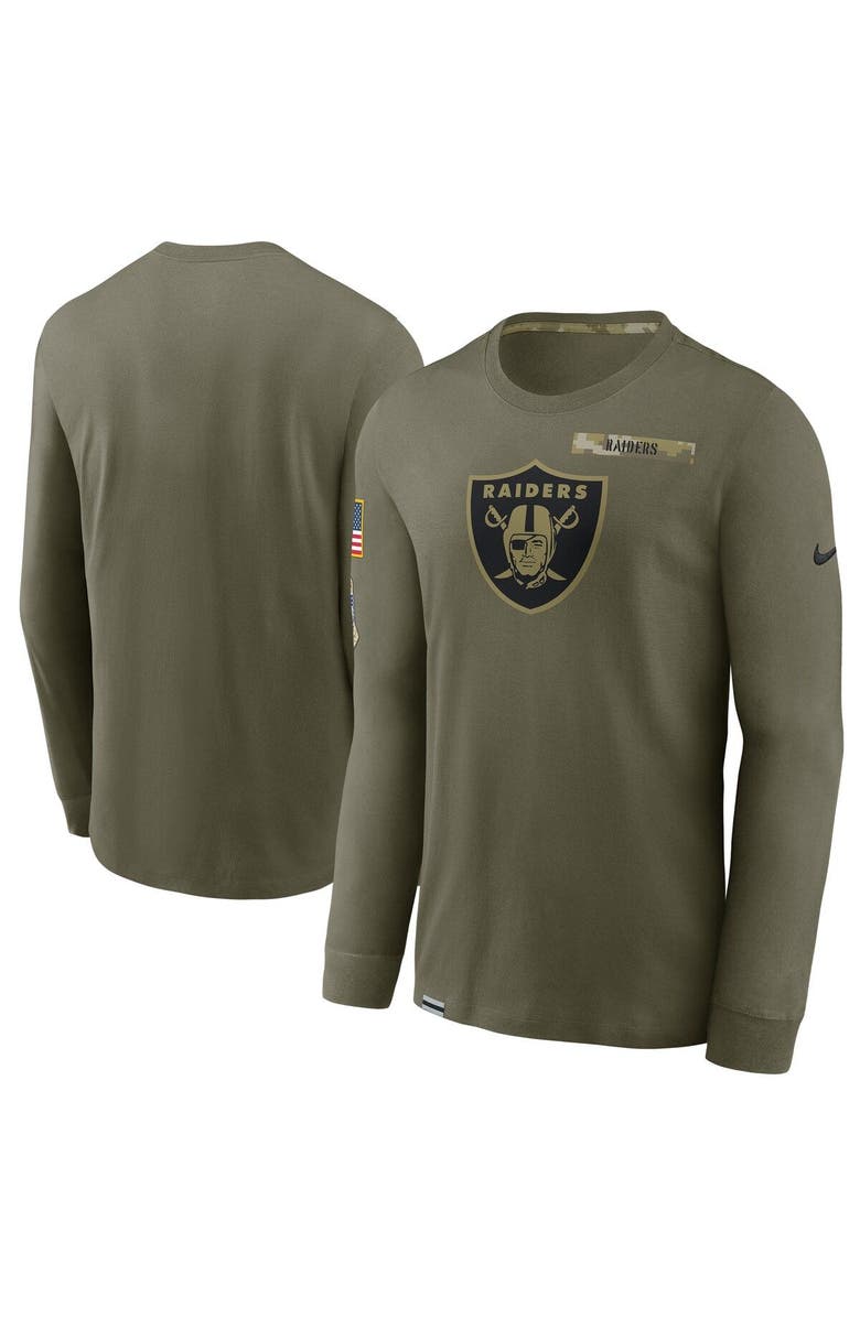 Nike Men's Nike Olive Las Vegas Raiders 2021 Salute To Service Performance Long Sleeve T-Shirt, Alternate, color, 