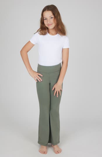 90 Degree By Reflex Kids' Interlock Everyday 2-pack Assorted Flared Leggings In Agave Green/black