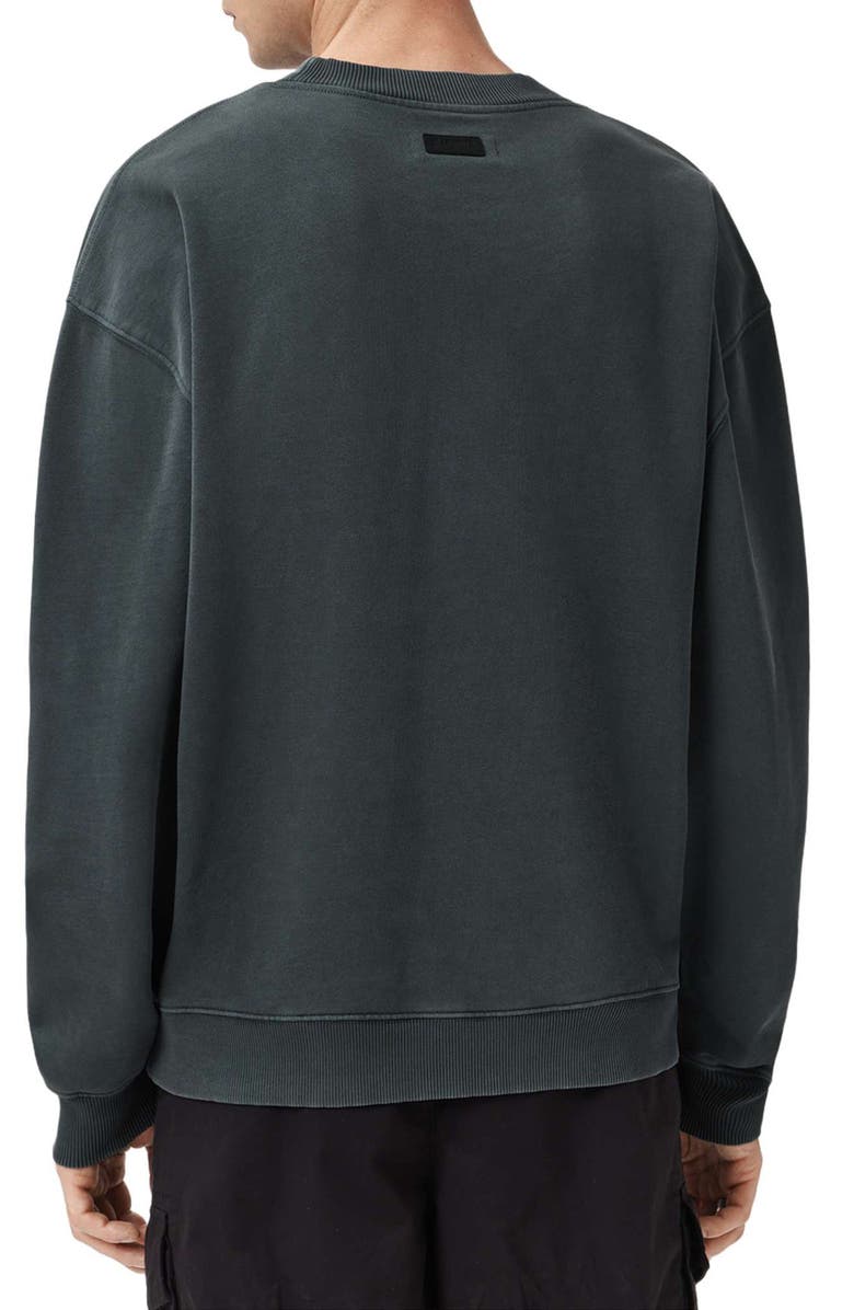 AllSaints Milo Oversize Cotton Fleece Crewneck Sweatshirt, Alternate, color, Sunlight Blue