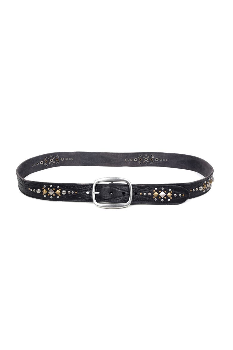 Legend Genuine Leather Bold Studded Statement Belt, Alternate, color, Black