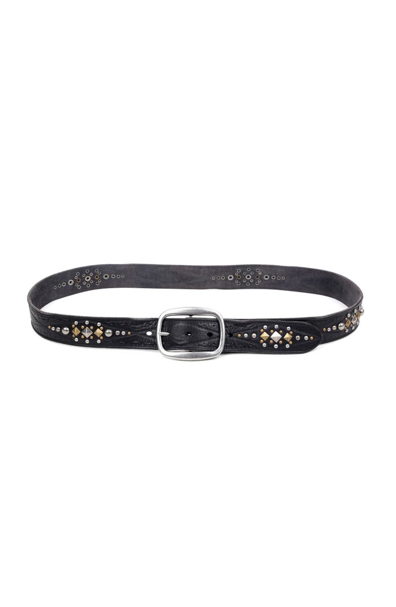 OLD TREND Legend Genuine Leather Bold Studded Statement Belt, Alternate, color, Black