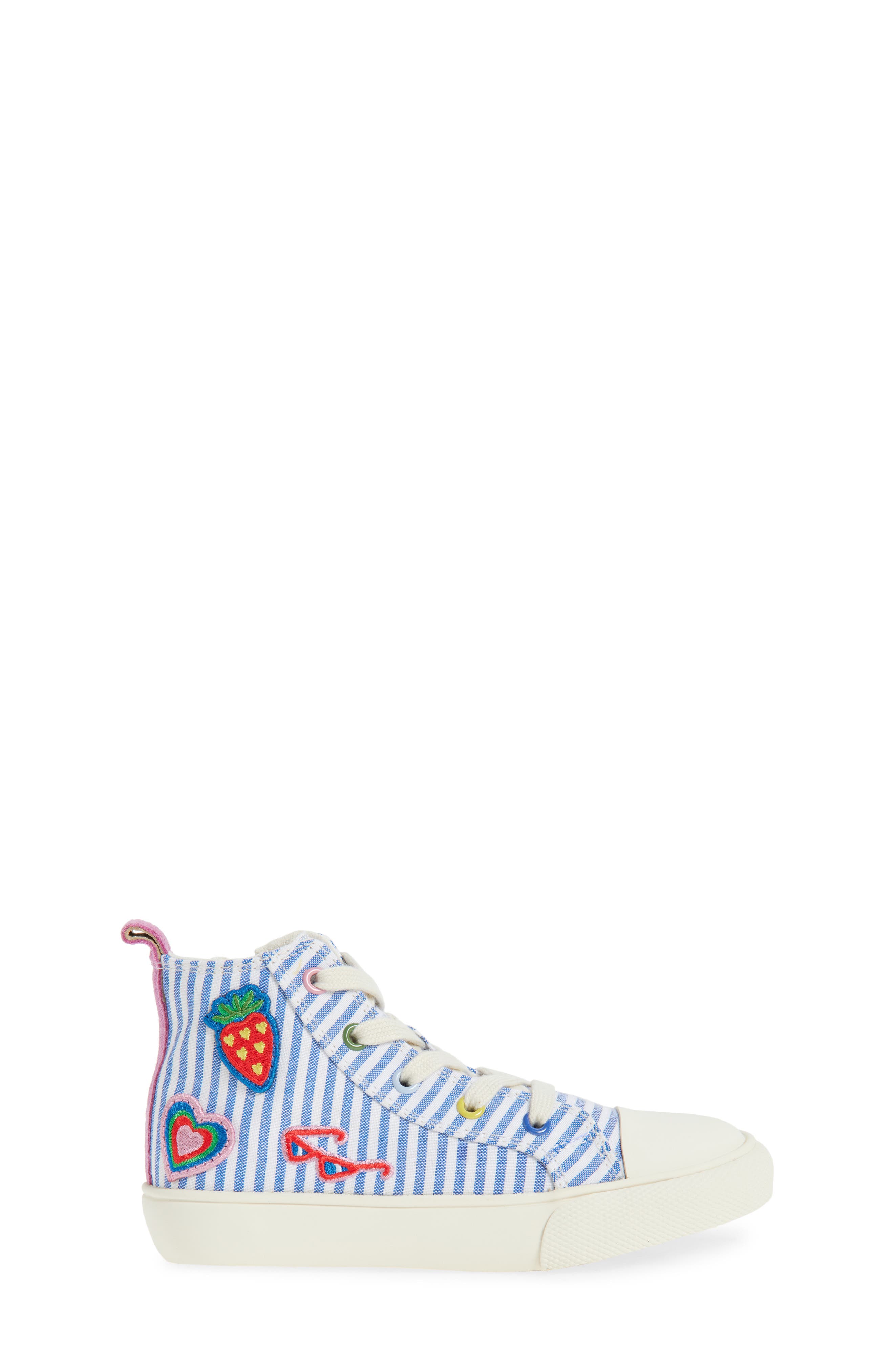 Mini Boden Kids' High Top Sneaker, Alternate, color, Stripe Patches