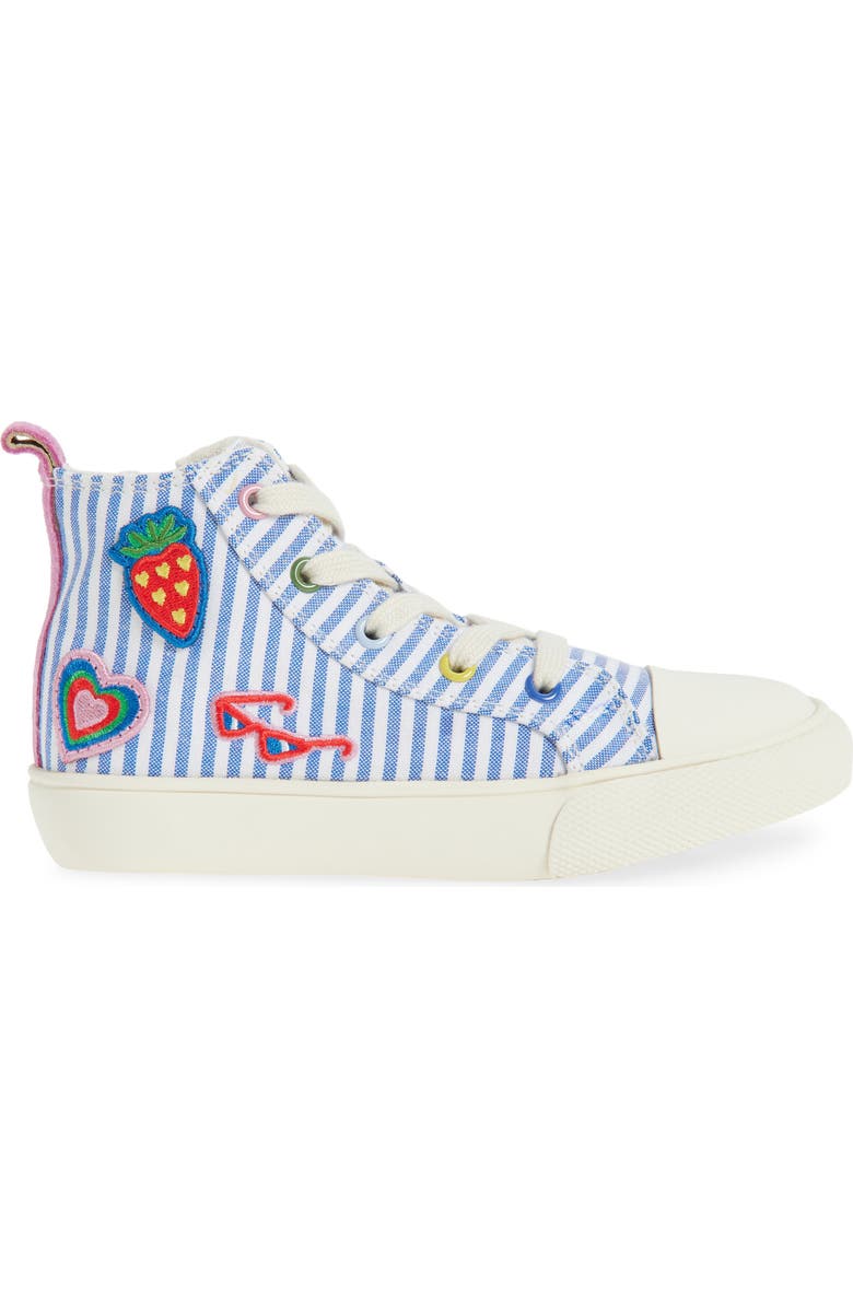 Mini Boden Kids' High Top Sneaker, Alternate, color, Stripe Patches