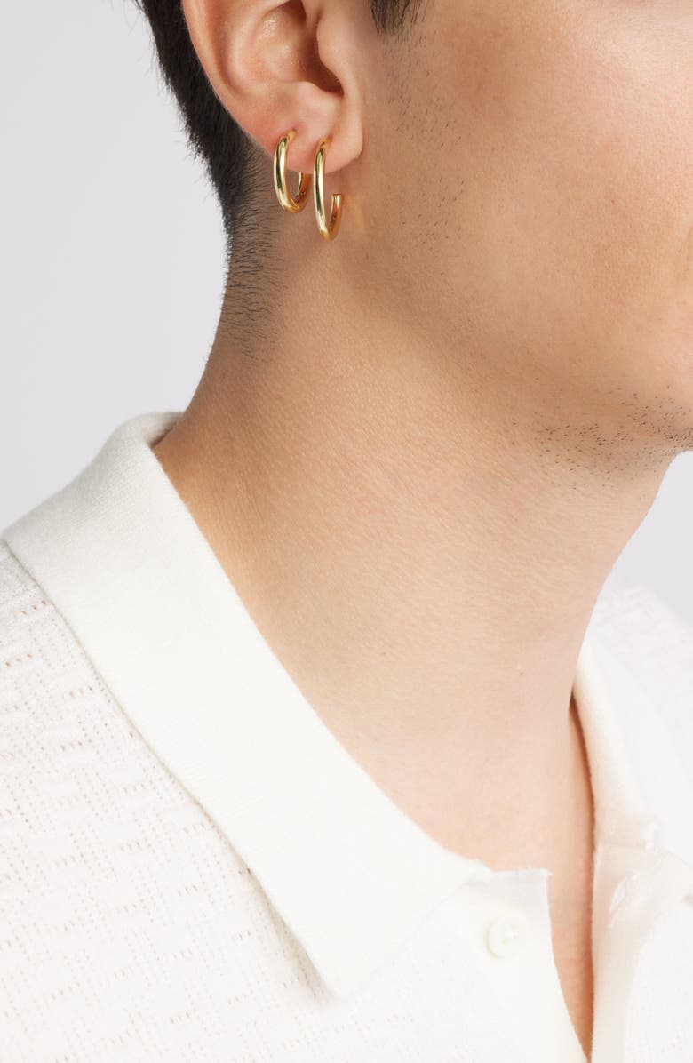 Nordstrom Demi Fine Set of 2 Hoop Earrings, Alternate, color, 14K Gold Plated