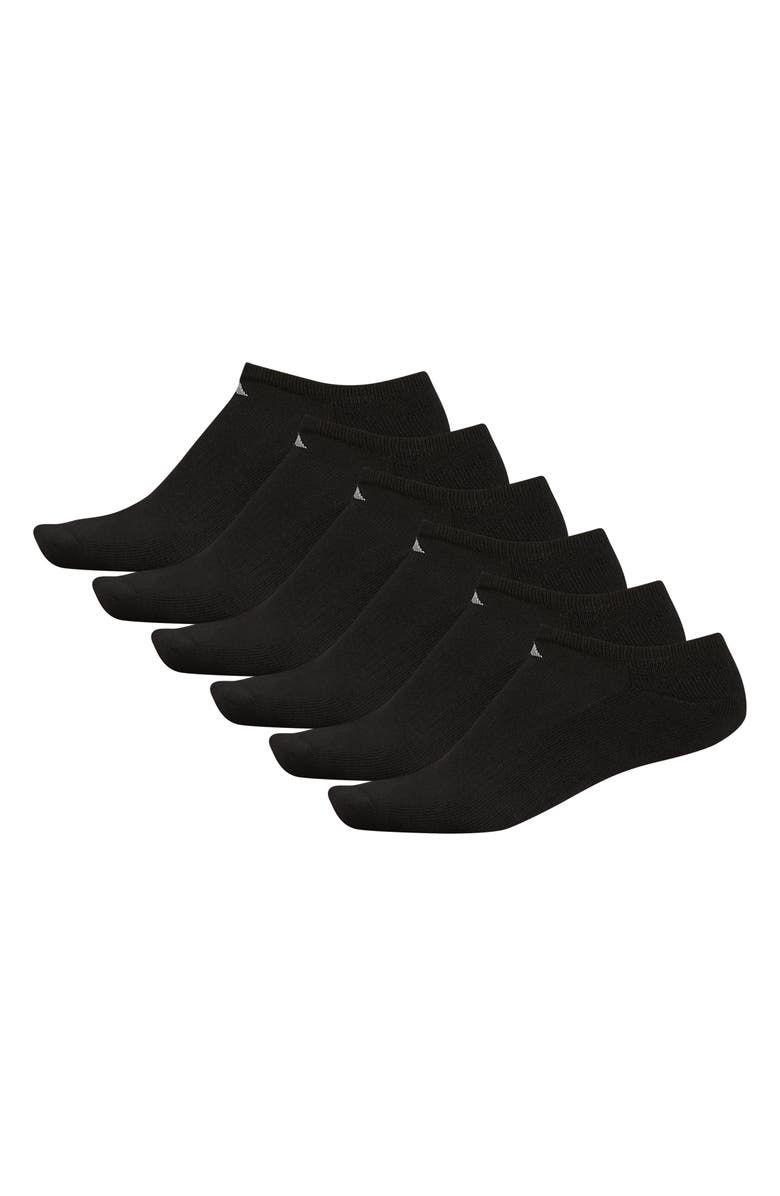 adidas 6-Pack Athletic Cushioned Ankle Socks, Alternate, color, Black/ Aluminum 2