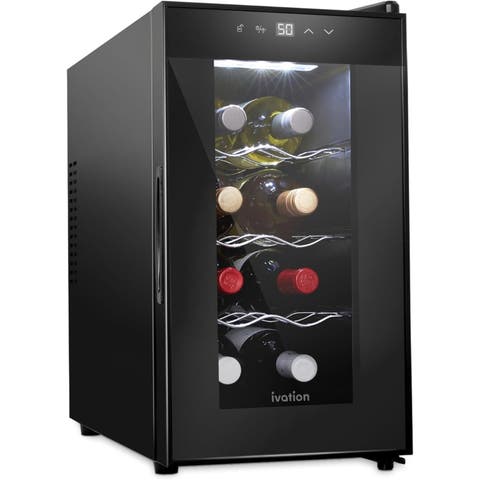 8 Bottle Wine Fridge Freestanding Small Wine Cooler Refrigerator with Glass Door