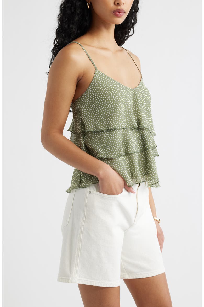Ruffle Tiered Camisole, Alternate, color, OLIVE- WHITE DENSE DOT