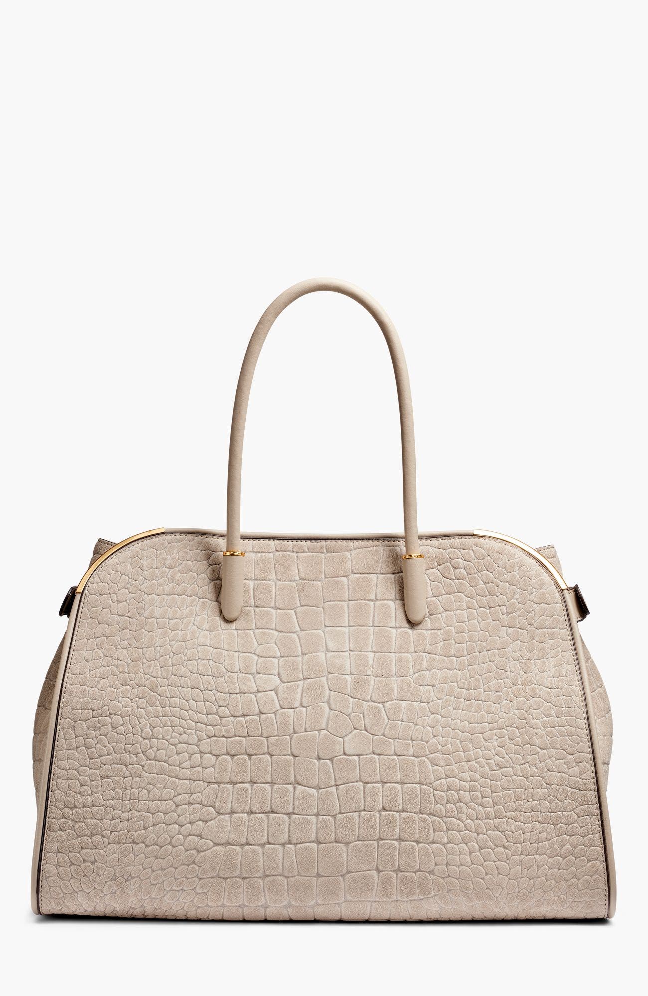 Satin Croc-Effect Suede Tote, Alternate, color, Moth