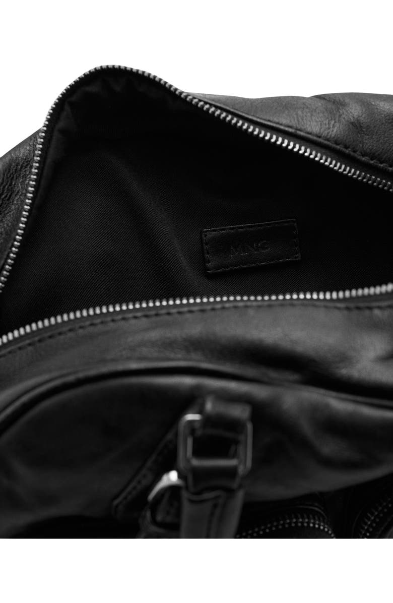 MANGO Leather Bowling Bag, Alternate, color, Black