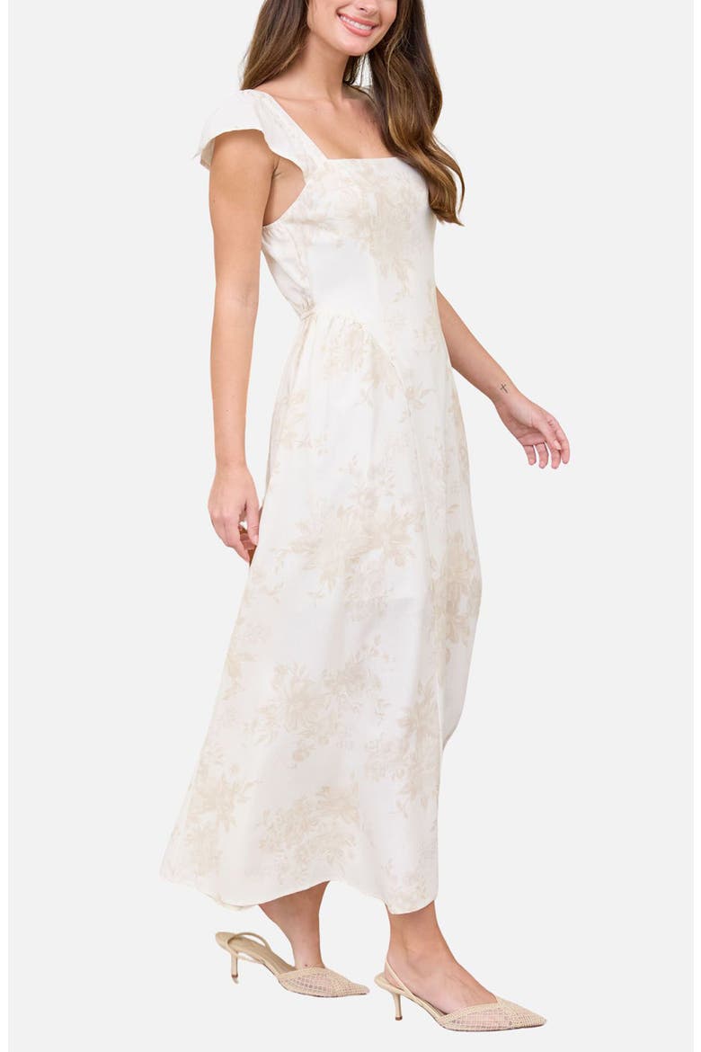 Floral Jacquard Midi Dress, Alternate, color, LIGHT KHAKI