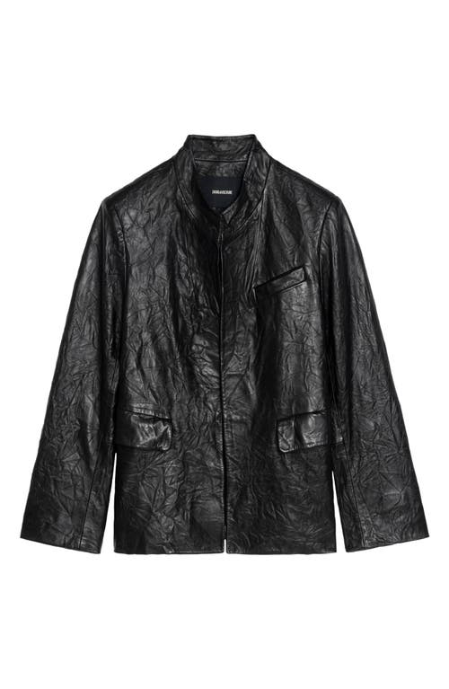Zadig & Voltaire Veryn Cuir Crinkled Leather Jacket In Black