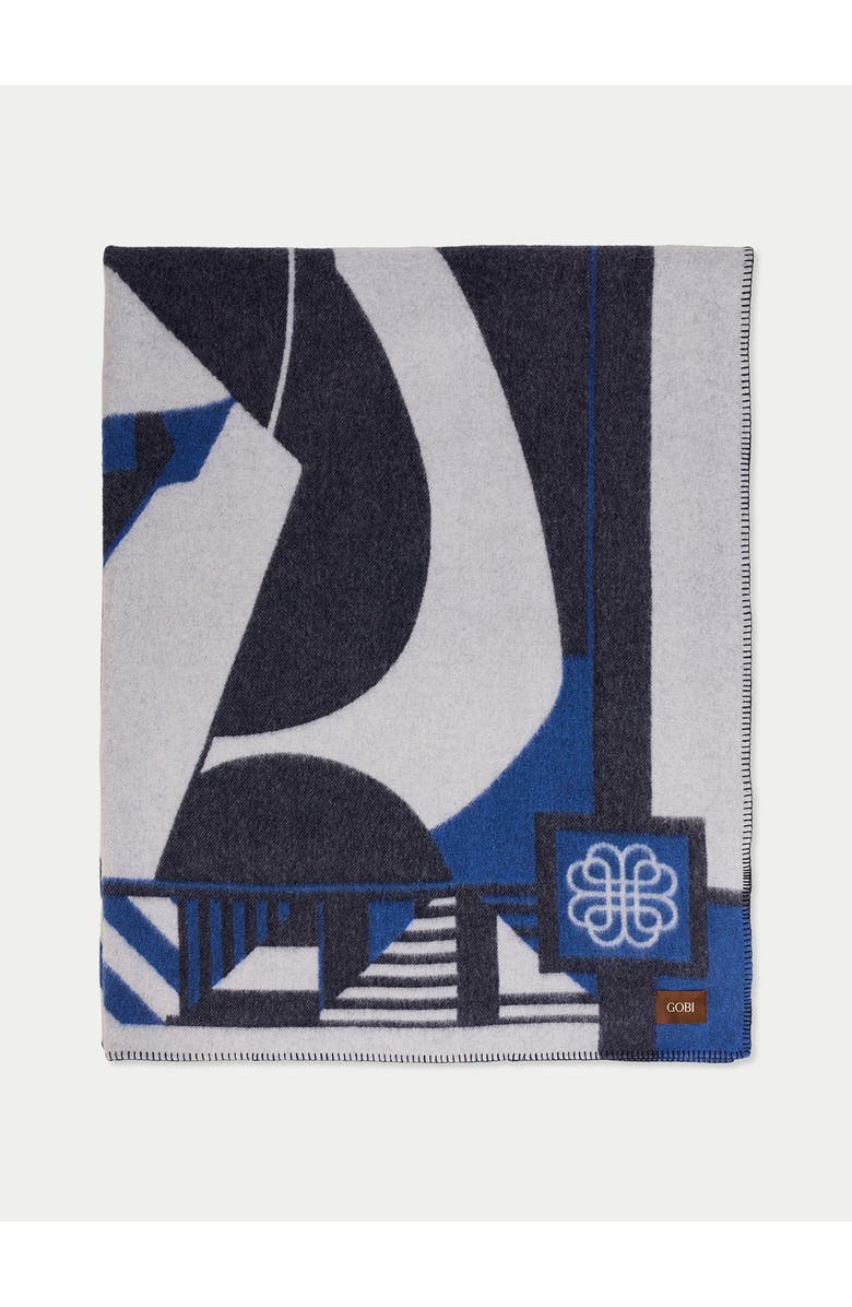 Gobi Cashmere Cashmere Horse Jacquard Throw, Alternate, color, Dress-Blues