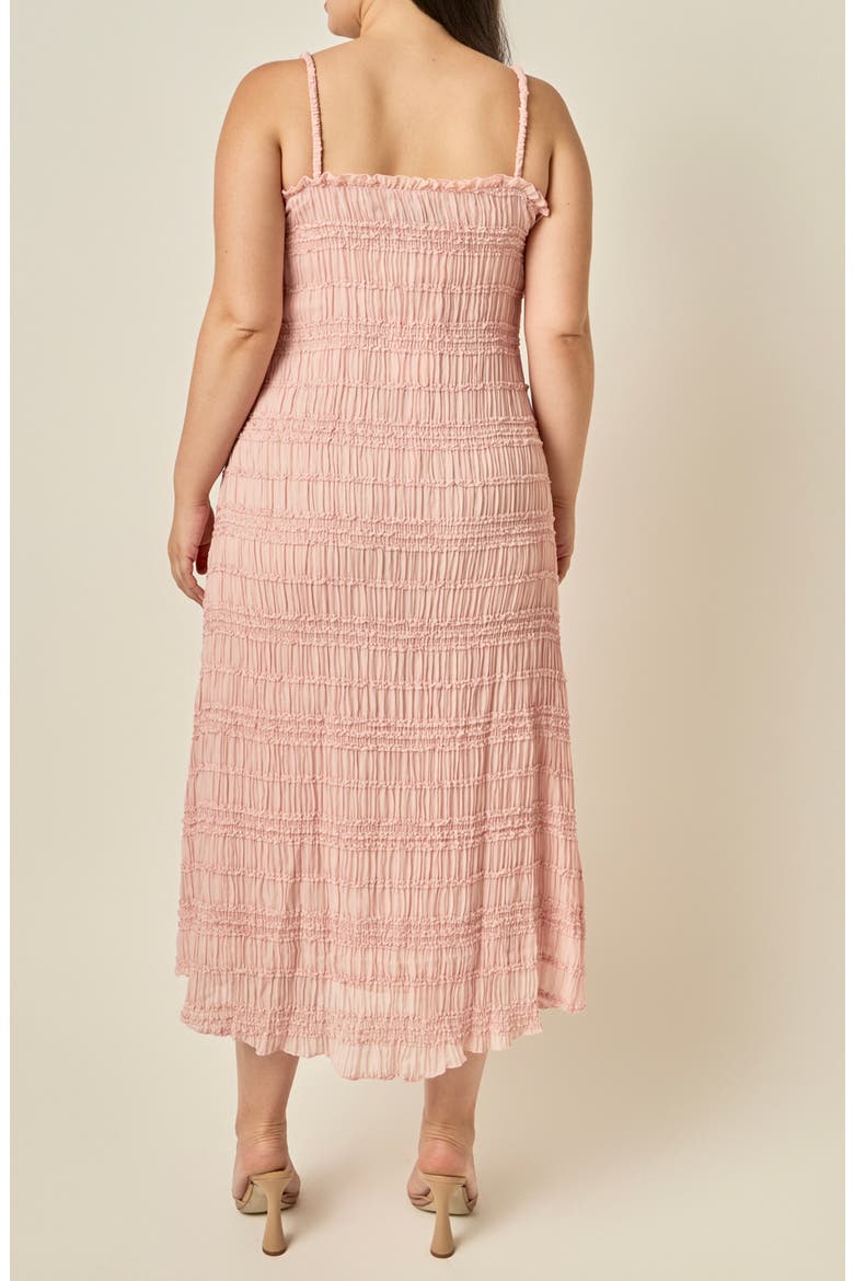 Shirred Ruffle Midi Dress, Alternate, color, PINK