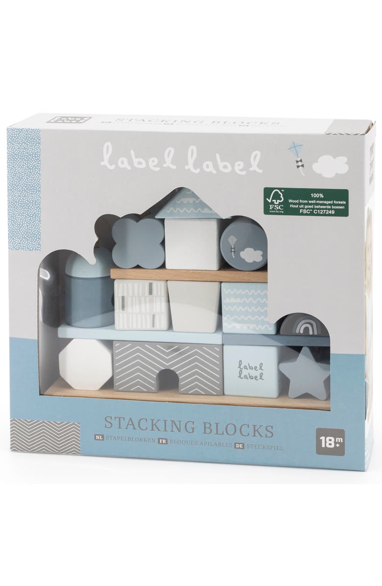 Label Label Stacking Blocks House Blue, Wooden & Colored Blocks, 18 months+, Alternate, color, Multicolored