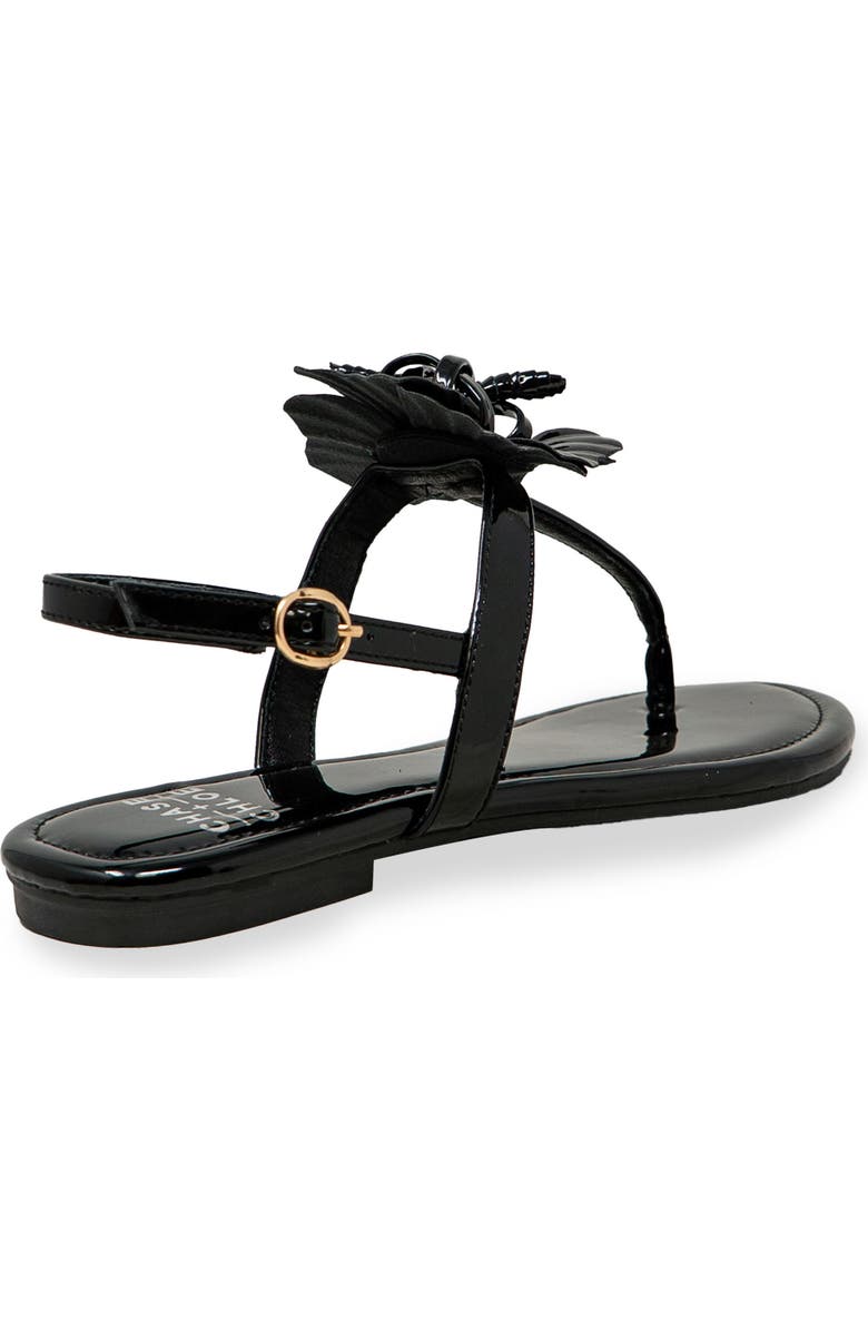 CHASE AND CHLOE Floral Post Toe Sandal, Alternate, color, Black Patent