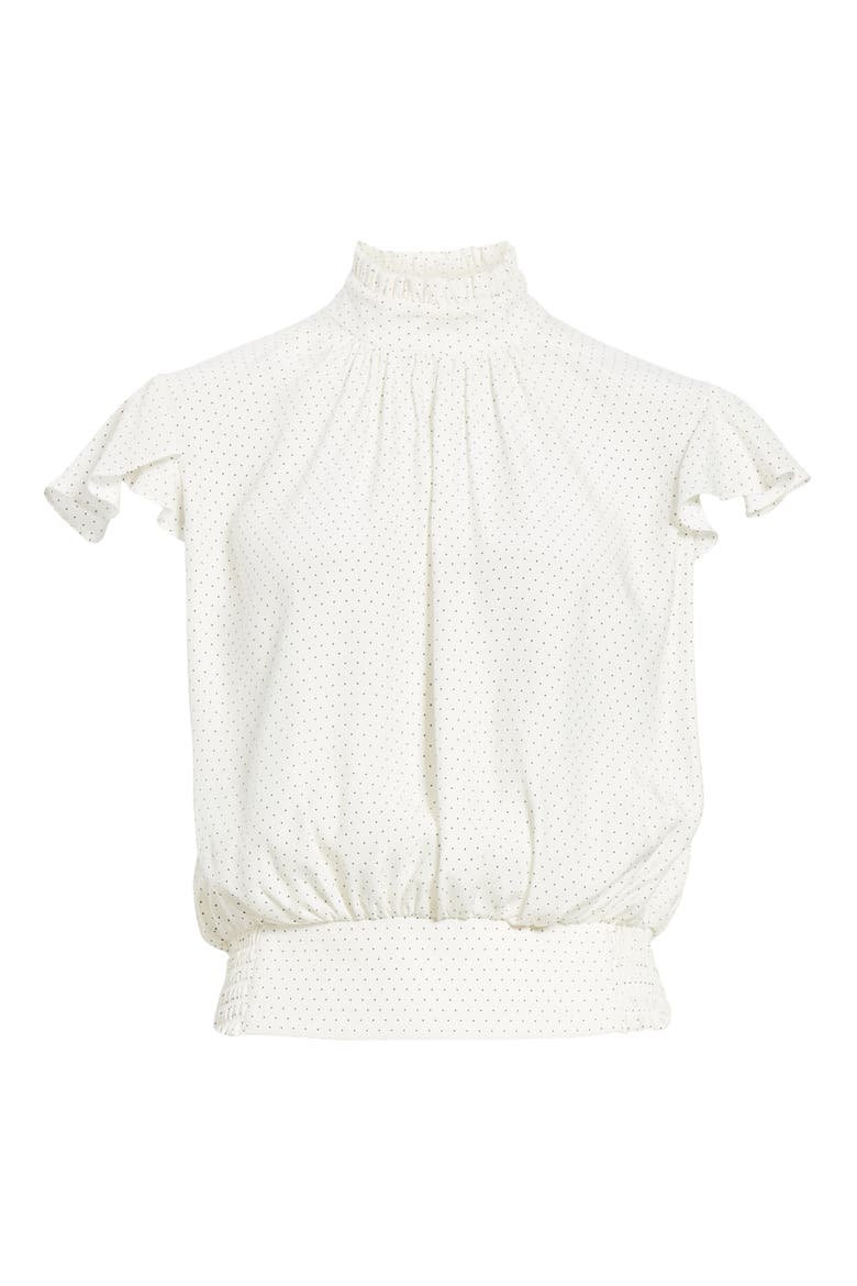 Ruffle Smocked Silk Top, Alternate, color, OFF WHITE MULTI