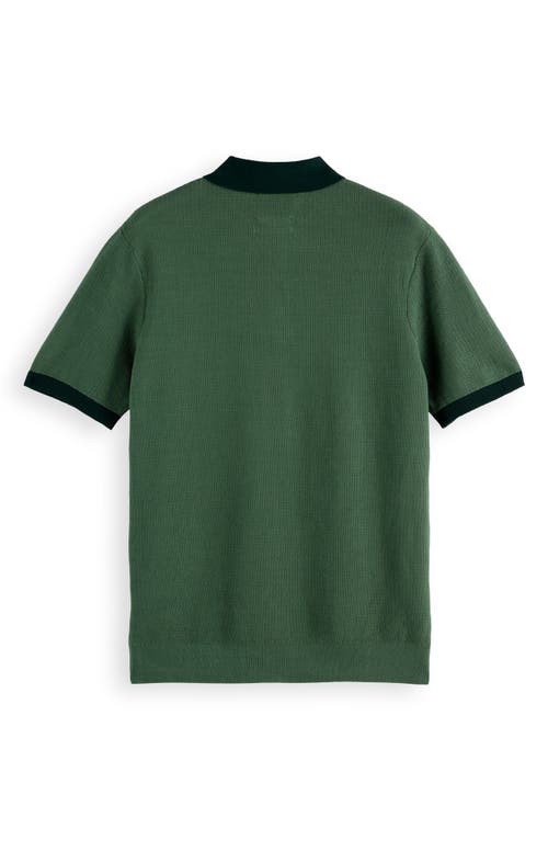 Scotch & Soda Men's Structured Cotton Knit Polo Shirt In Sage Green