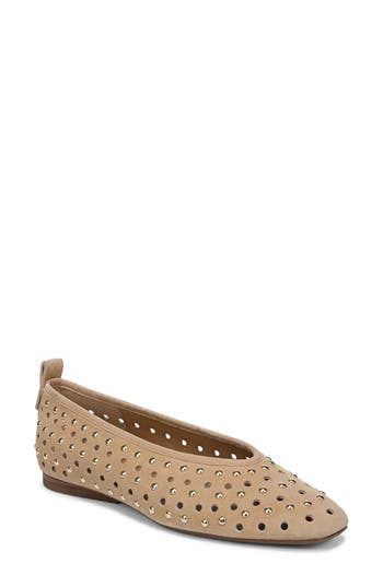 27 EDIT Naturalizer Carla Perforated Studded Flat in Dune Dust Suede at Nordstrom Rack, Size 8.5