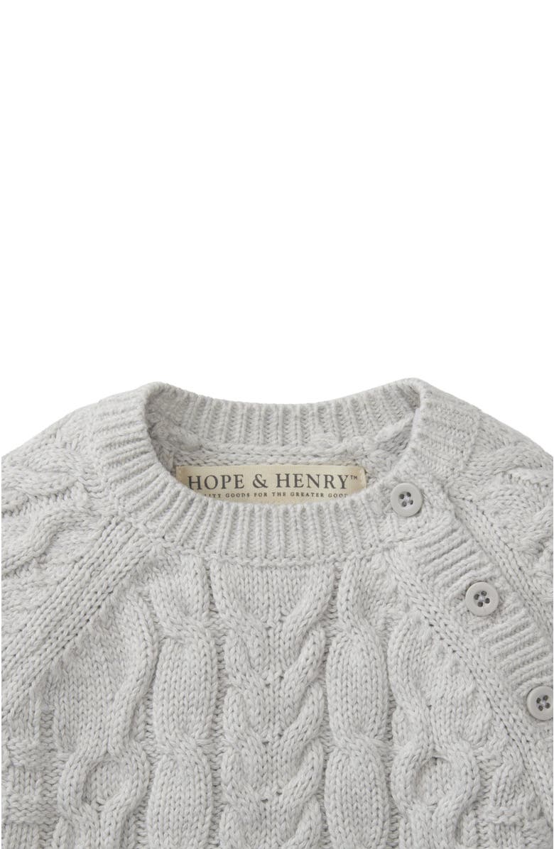 Hope & Henry Baby Cable Knit Sweater Romper, Infant, Alternate, color, Gray Heather