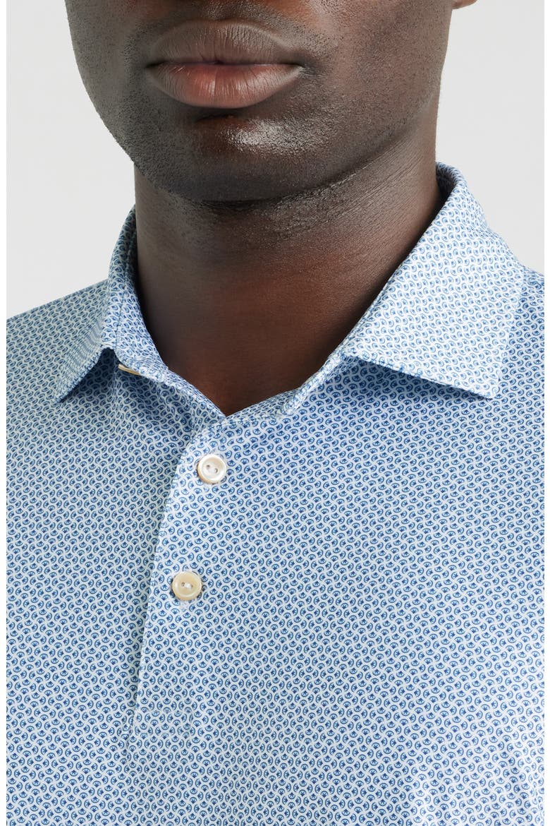 Rambla Microprint Performance Jersey Polo, Alternate, color, WHITE / COTTAGE BLUE